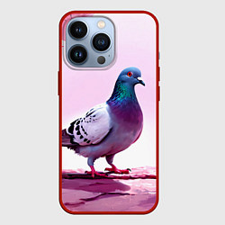 Чехол для iPhone 13 Pro Голубь в розовом, цвет: 3D-красный
