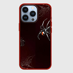 Чехол для iPhone 13 Pro Паук тарантул на паутине, цвет: 3D-красный