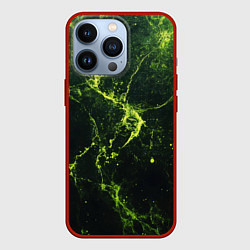 Чехол для iPhone 13 Pro Зеленые волокна - текстура, цвет: 3D-красный