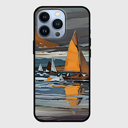 Чехол для iPhone 13 Pro Живопись с парусниками, цвет: 3D-черный