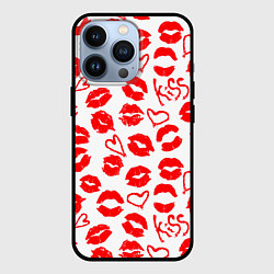 Чехол для iPhone 13 Pro Губы и сердца, цвет: 3D-черный