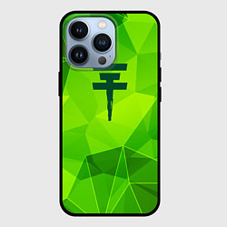 Чехол для iPhone 13 Pro Tokio Hotel green poly, цвет: 3D-черный