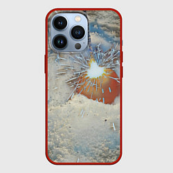 Чехол для iPhone 13 Pro Искрящийся мандарин на снегу, цвет: 3D-красный