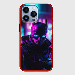 Чехол для iPhone 13 Pro Бэтмен светящиеся глаза, цвет: 3D-красный
