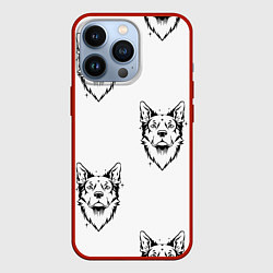 Чехол для iPhone 13 Pro Голова собаки, цвет: 3D-красный