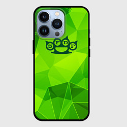 Чехол для iPhone 13 Pro Five Finger Death Punch green poly, цвет: 3D-черный