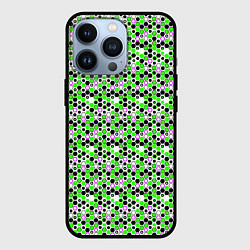 Чехол для iPhone 13 Pro Киберпанк шестиугольники зелёные, цвет: 3D-черный