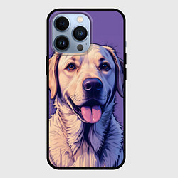 Чехол для iPhone 13 Pro Лабрадор на фиолетовом фоне, цвет: 3D-черный