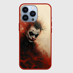 Чехол для iPhone 13 Pro Зловещий Джокер в красном дыму, цвет: 3D-красный