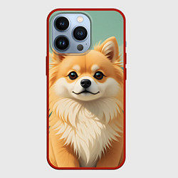 Чехол для iPhone 13 Pro Шпиц и пальмы, цвет: 3D-красный
