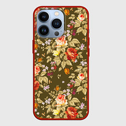 Чехол для iPhone 13 Pro Розы садовые и цветы полевые, цвет: 3D-красный