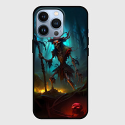 Чехол для iPhone 13 Pro Скелет в мрачном лесу, цвет: 3D-черный
