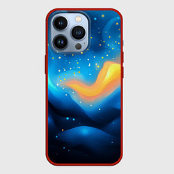 Чехол для iPhone 13 Pro Синяя волнистая абстракция текстура, цвет: 3D-красный