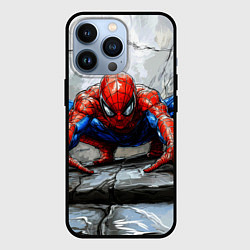 Чехол для iPhone 13 Pro Человек-паук палзет на стене, цвет: 3D-черный