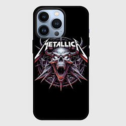 Чехол для iPhone 13 Pro Metallica - cool skull with horns, цвет: 3D-черный