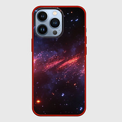 Чехол для iPhone 13 Pro Космическое свечение текстура, цвет: 3D-красный