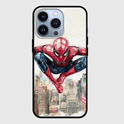 Чехол для iPhone 13 Pro Человек паук паркур, цвет: 3D-черный