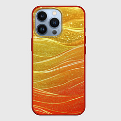 Чехол для iPhone 13 Pro Красно-оранжевая текстура с блеском, цвет: 3D-красный