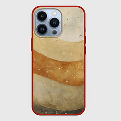 Чехол для iPhone 13 Pro Бежево-золотые полосы с блестками, цвет: 3D-красный