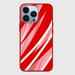 Чехол для iPhone 13 Pro Красно-белый абстракция с полосами, цвет: 3D-красный