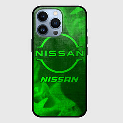 Чехол для iPhone 13 Pro Nissan - green gradient, цвет: 3D-черный