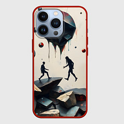 Чехол для iPhone 13 Pro Сюрреалистичные люди и камни, цвет: 3D-красный