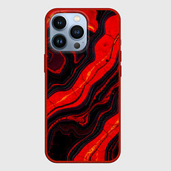 Чехол для iPhone 13 Pro Срез магматической породы, цвет: 3D-красный