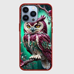 Чехол для iPhone 13 Pro Волшебная сова в самоцветном лесу, цвет: 3D-красный