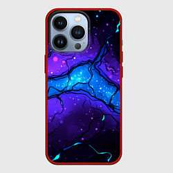 Чехол для iPhone 13 Pro Синяя звездная полоса в плите текстура, цвет: 3D-красный