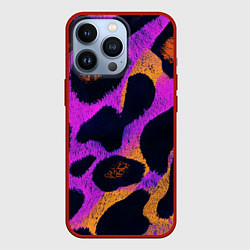 Чехол для iPhone 13 Pro Неоновый леопардовый узор, цвет: 3D-красный