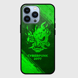 Чехол для iPhone 13 Pro Cyberpunk 2077 - green gradient, цвет: 3D-черный