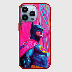 Чехол для iPhone 13 Pro Бэтмен в розовом стиле, цвет: 3D-красный