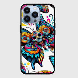 Чехол для iPhone 13 Pro Бабочка и череп - нейроарт паттерн, цвет: 3D-черный