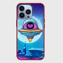 Чехол для iPhone 13 Pro Нло с сердечком внутри, цвет: 3D-красный