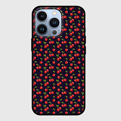 Чехол для iPhone 13 Pro Паттерн с ягодами вишни, цвет: 3D-черный