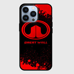 Чехол для iPhone 13 Pro Great Wall - red gradient, цвет: 3D-черный