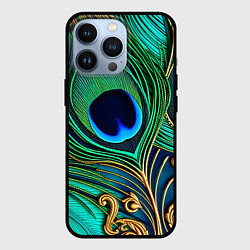 Чехол для iPhone 13 Pro Зеленые перья павлина, цвет: 3D-черный