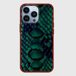 Чехол для iPhone 13 Pro Бирюзовая змеиная кожа, цвет: 3D-красный