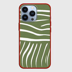 Чехол для iPhone 13 Pro Полоски зеленой зебры, цвет: 3D-красный