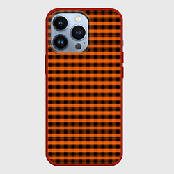 Чехол для iPhone 13 Pro Мелкая черно оранжевая клетка, цвет: 3D-красный