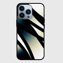 Чехол для iPhone 13 Pro Чёрно-белый с синим затемнением полосы, цвет: 3D-черный