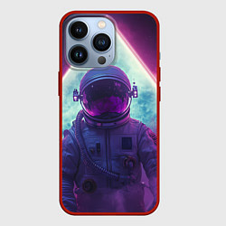 Чехол для iPhone 13 Pro Космонавт в фиолетовом космосе, цвет: 3D-красный
