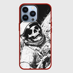 Чехол для iPhone 13 Pro Скелет в космосе черно-белый, цвет: 3D-красный