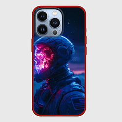 Чехол iPhone 13 Pro Синий космонавт с красным черепом