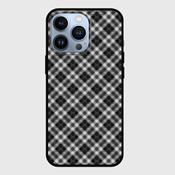 Чехол для iPhone 13 Pro Косая черно белая клетка, цвет: 3D-черный