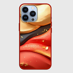 Чехол для iPhone 13 Pro Красно-желтая объемная текстура, цвет: 3D-красный