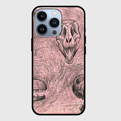 Чехол для iPhone 13 Pro Черепа динозавров - эскиз, цвет: 3D-черный