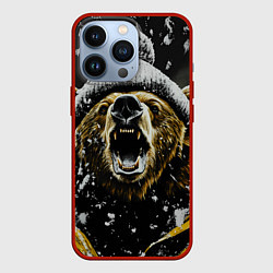 Чехол для iPhone 13 Pro Злой большой медведь зимой, цвет: 3D-красный