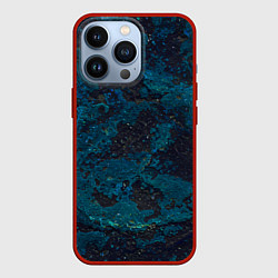 Чехол для iPhone 13 Pro Черно-синий бетон, цвет: 3D-красный