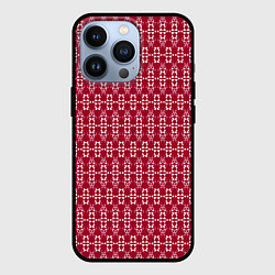 Чехол для iPhone 13 Pro Красно белый геометрический узор ретро, цвет: 3D-черный